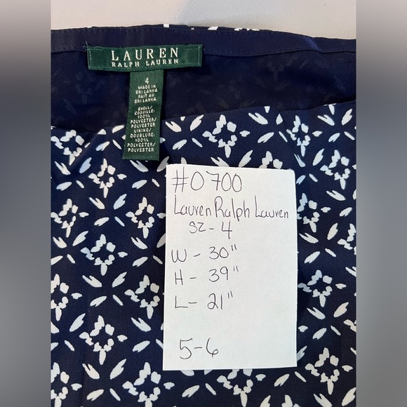 Lauren Ralph Lauren Mini Skirt Womens  size‎ 4 Blue Geometric - Picture 9 of 9